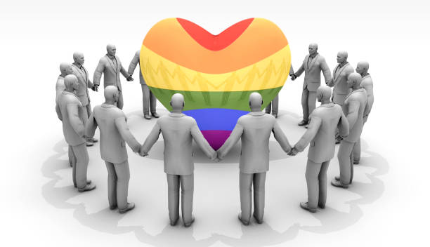 People holding hands around a spinning rainbow colored heart symbolize peace. / You can see the animation movie of this image from my iStock video portfolio. Video number: 2197849171
