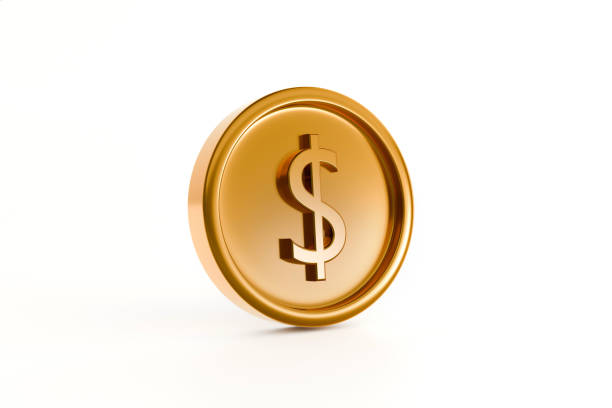 istock 3D Gold coin dollar currency icon sign on white background. 2198401007