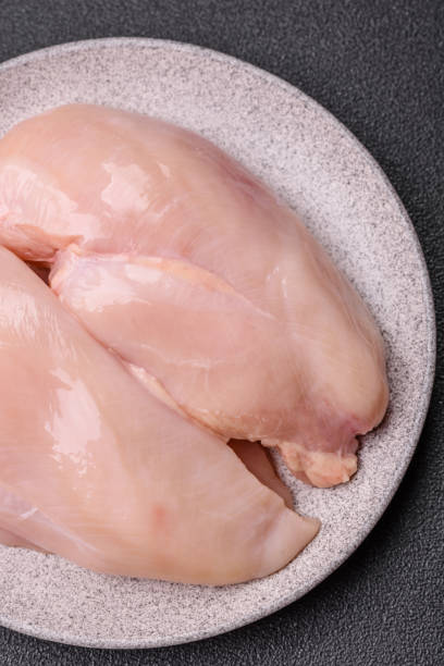 istock Raw chicken or turkey fillet with salt, spices and herbs 2198403117