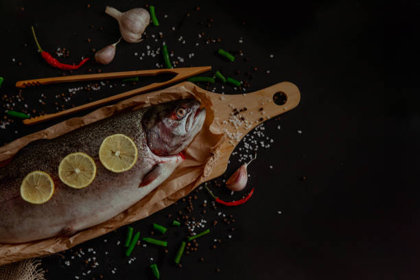 Rainbow trout - fish on plate with lemon