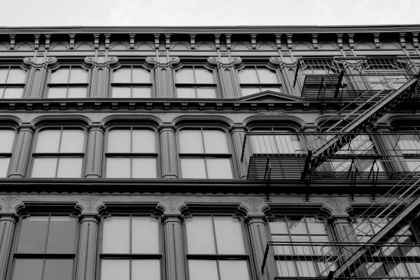 istock Black and White Cast Iron Building with Fire Escape (New York, New York, USA) 2198420178
