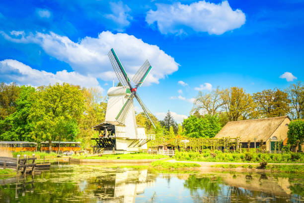 rural dutch traditional country at Arnhem with canals, Netherlands