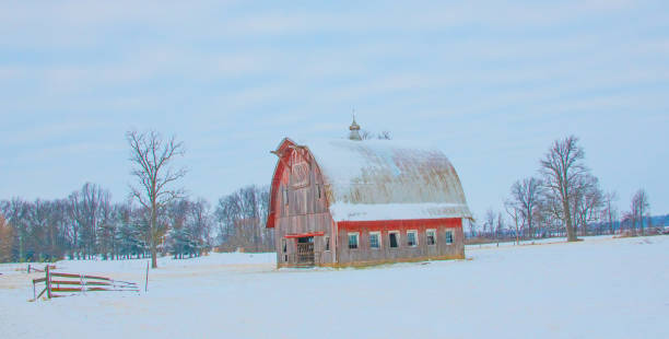 istock Old Weathered Barn in the snow-Howard County, lndiana 2198434163