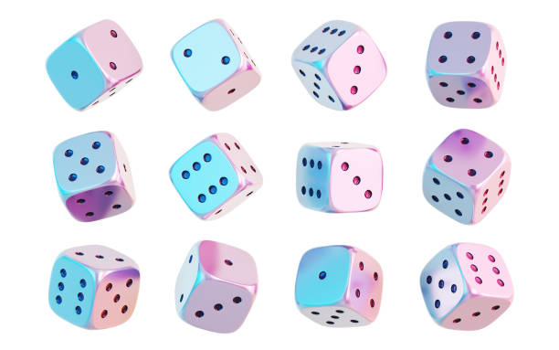 istock Classic Blue Purple Light Black Dotted Gambling and Game of Chance Dice, object + Shadow Clipping Path 2198438819