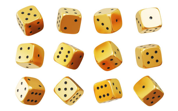 istock Gold Black Dotted Gambling and Game of Chance Dice, object + Shadow Clipping Path 2198438847