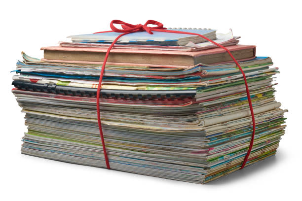 The spines of photo books. The view from the top. High quality photo