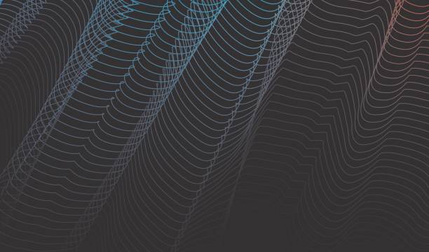 istock Abstract futuristic technology with polygonal shapes on dark blue background. Parametric wave. Abstract background. Graphic backdrop. Curved surface. Transparent material. 2198448985