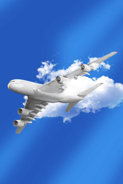 istock Airplane Soaring Through the Clouds in a Clear Blue Sky 2198453028