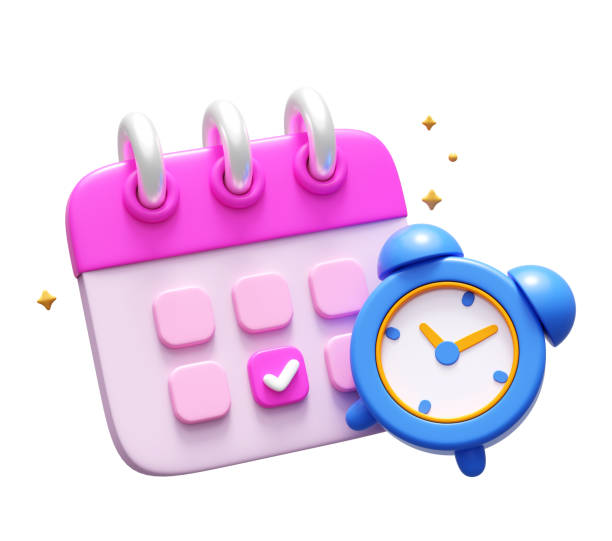 istock 3D Calendar and Alarm Clock Icon 2198477357