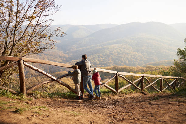 Family exploring nature stock photo