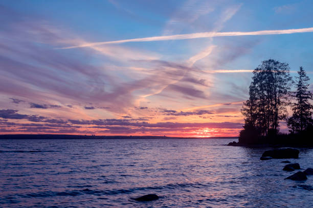 istock Evening summer sky-water landscape after sunset. 2198485029