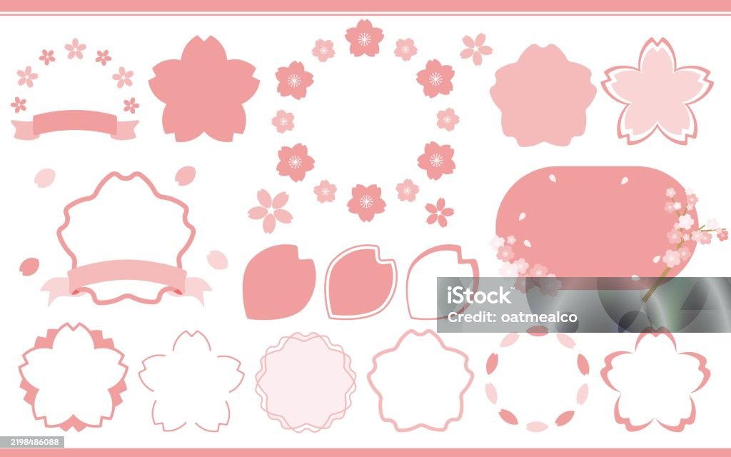Sakura Line Frame Sakuraframesnotext01 Stock Illustration - Download Image Now - April ...