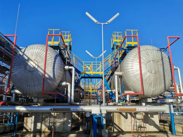 istock Steel structure is under construction on the construction site against a blue sky backdrop 2198487819