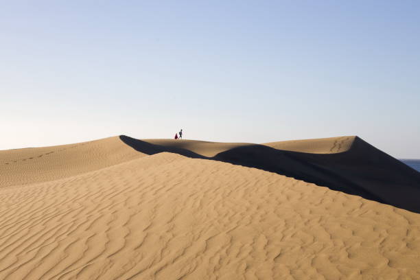 istock Maspalomas Dunes in Gran Canaria. Textured sand dunes with patterns, shadows, and faint footprints. 2198487895
