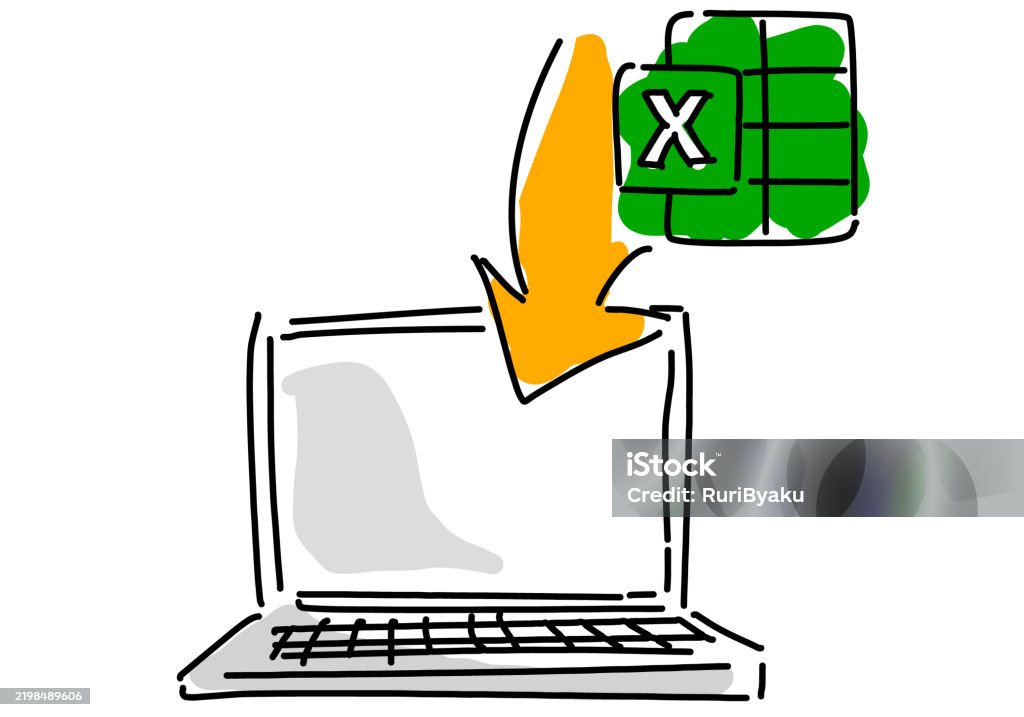 Input Excel Vector Excel Input Image Laptop Hand Drawing Illustration Stock Illustration ...