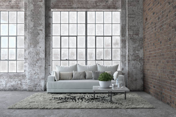 istock Modern living room with large windows 2198490061