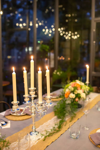 istock Table decorations and candlesticks in the restaurant 2198492461
