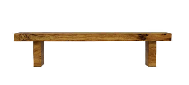 istock A solid wood bench with rustic wood and short legs, isolated. 2198492772