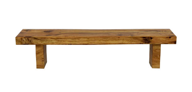 istock A solid wood bench with rustic wood and short leg, isolated. 2198492776
