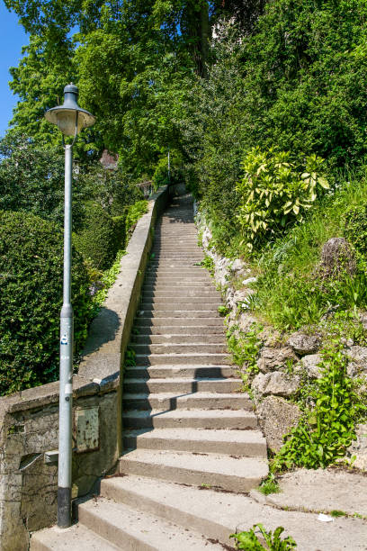 istock A street with a lamp post and a staircase 2198498454