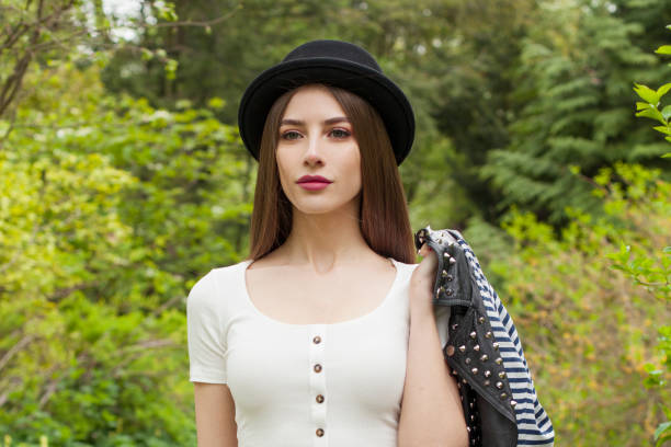 Good-looking spring lady. Beautiful woman outdoors portrait