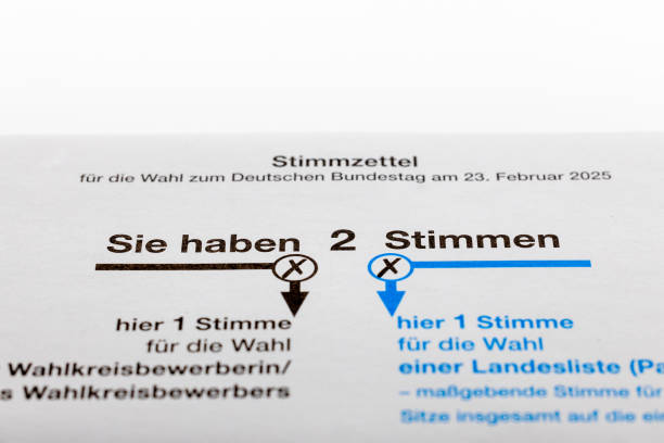 Close-up of German Bundestag election ballot paper 2025