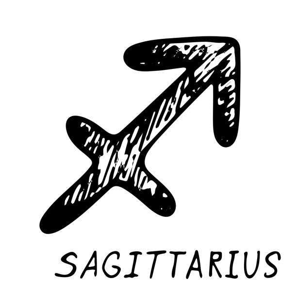 istock Hand drawn sagittarius zodiac sign Esoteric symbol doodle Astrology clipart Element for design 2198508606