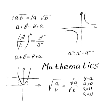 Apa Style Mathmatical Formulas Mathematical Formulas And Graphs Hand Drawn Black Ink Vector ...