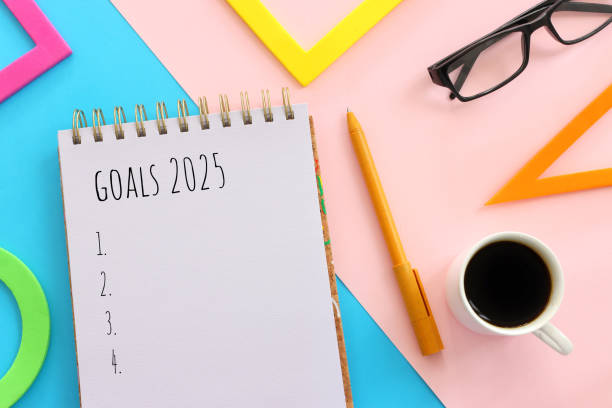 istock Top view image of notebook with the text goals 2025 2198511664