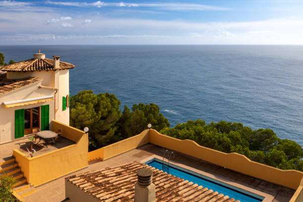 View of the cliff in Majorca from the viewing terrace