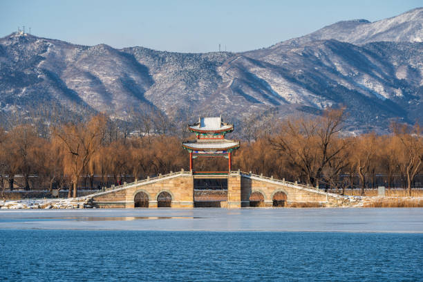 istock Snowscape of Summer Palace's willow bridge and Western Hills 2198513103