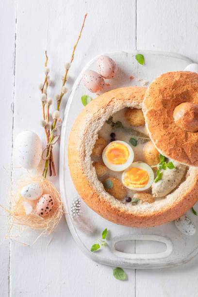 istock Hot sour soup with marjoram, egg and white sausage. 2198514074