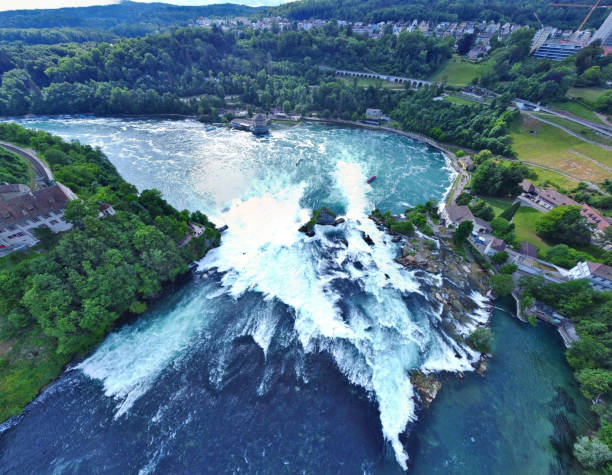 The Rhine falls is among the largest waterfalls in Europe