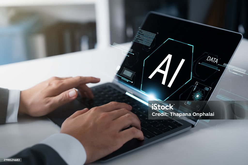 Human Using Ai Computer Human Using Ai Artificial Intelligence In Work To Help Maximize ...