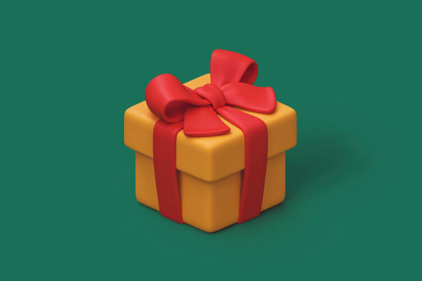istock 3d render yellow gift box wrapped with red bow and ribbon for cozy Christmas celebration. 2198525688