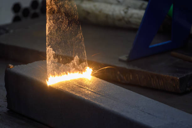 istock Close up scene rust cleaning process by portable laser cleaning machine. 2198527936