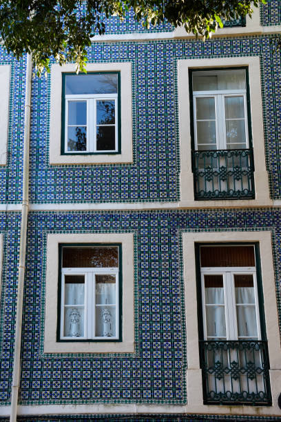 House decorated with typical Lisbon tiles