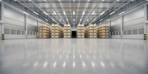 istock 3d rendering of warehouse and concrete floor suit for industrial background. 2198532533