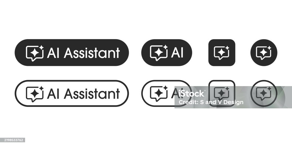 Ai Assistant Button User Interface Artificial Intelligence Bot Support ...