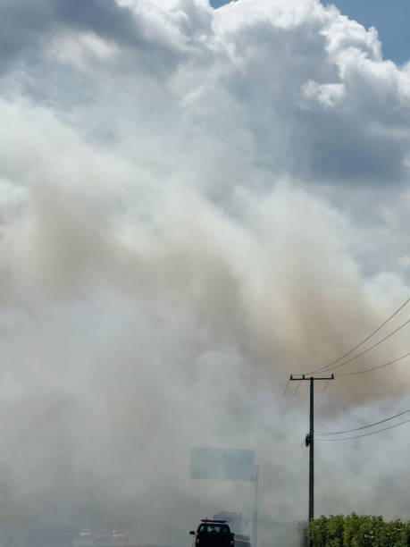 istock Clouds of white smoke from wildfire 2198545099