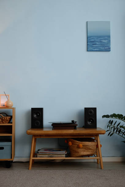 istock Minimalist Home Entertainment Setup with Vinyl Records 2198546034