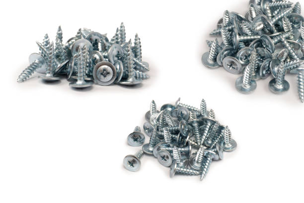 istock Screw-washer to wood isolated on a white background. 2198547572