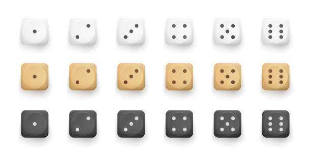 istock Set of dice game cubes. Dice from one to six dots isolated on white background. Top view 3d realistic vector illustration. 2198548292