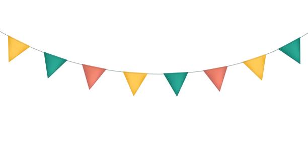 istock Festive garland of flags. Birthday, circus border decoration, carnival. 2198551775