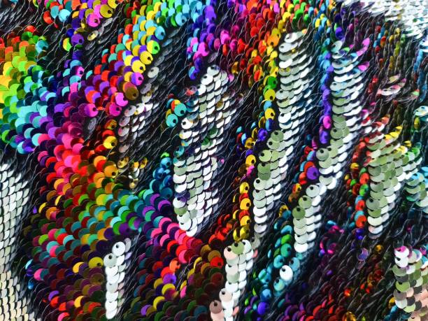 istock Rainbow sequins fabric shining with iridescent colors 2198551968