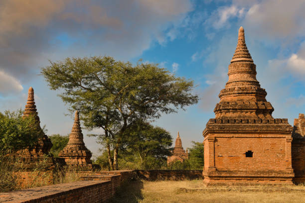 Scenic view of buddhist stupas at bagan archaeological zone, myanmar