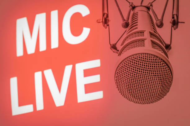 istock Professional microphone and on air sign 2198554333