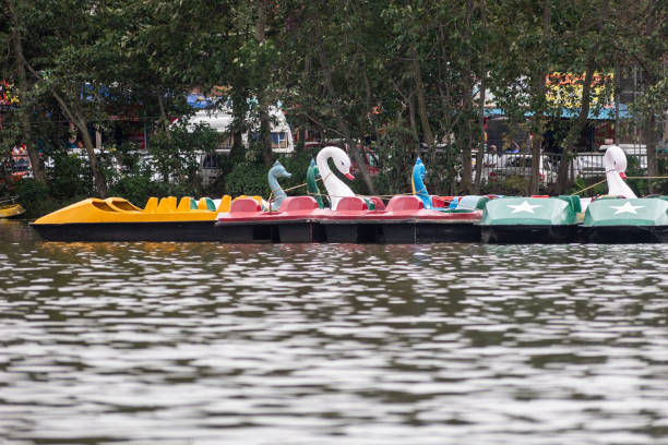 istock Vibrant pedal boats in various colors 2198556556