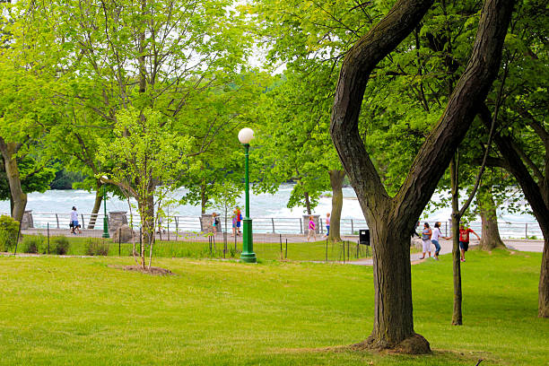 istock Lively park with people enjoying a sunny day by the water 2198566780