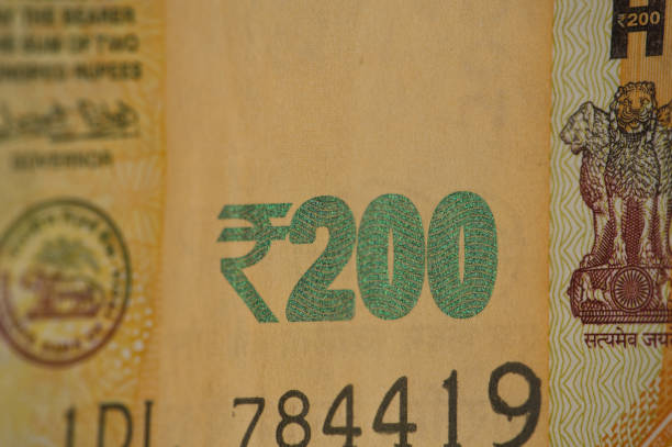 Close up of Banknote for backgrounds India Banknote 200 rupees